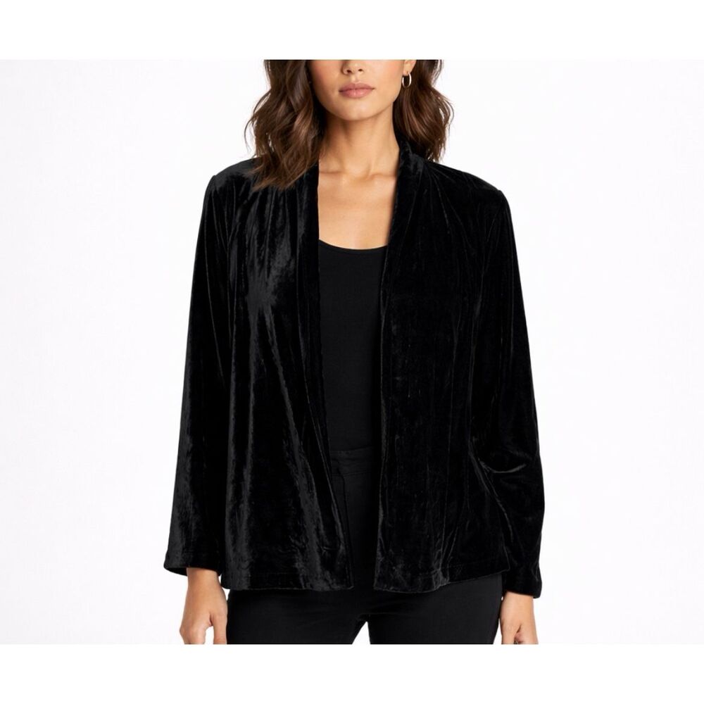 Marina Rinaldi Black Velvet Jacket 2X Plus Size Evening Topper Italy Plus 2X